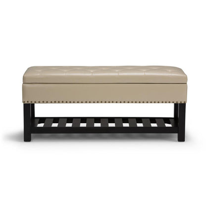 Satin Cream Vegan Leather | Lomond Storage Ottoman Bench