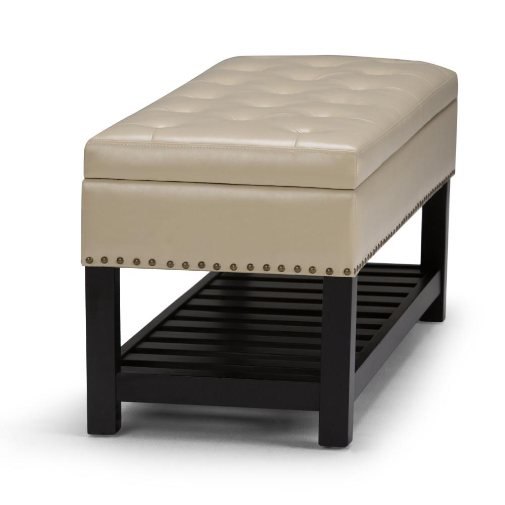 Satin Cream Vegan Leather | Lomond Storage Ottoman Bench