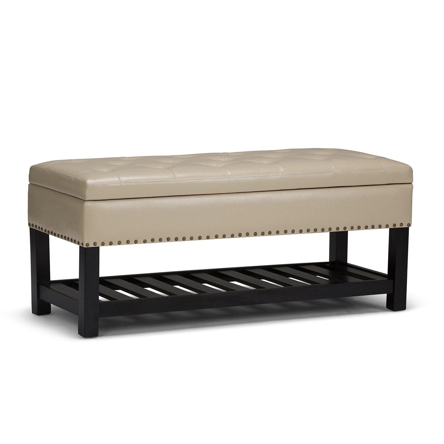 Satin Cream Vegan Leather | Lomond Storage Ottoman Bench