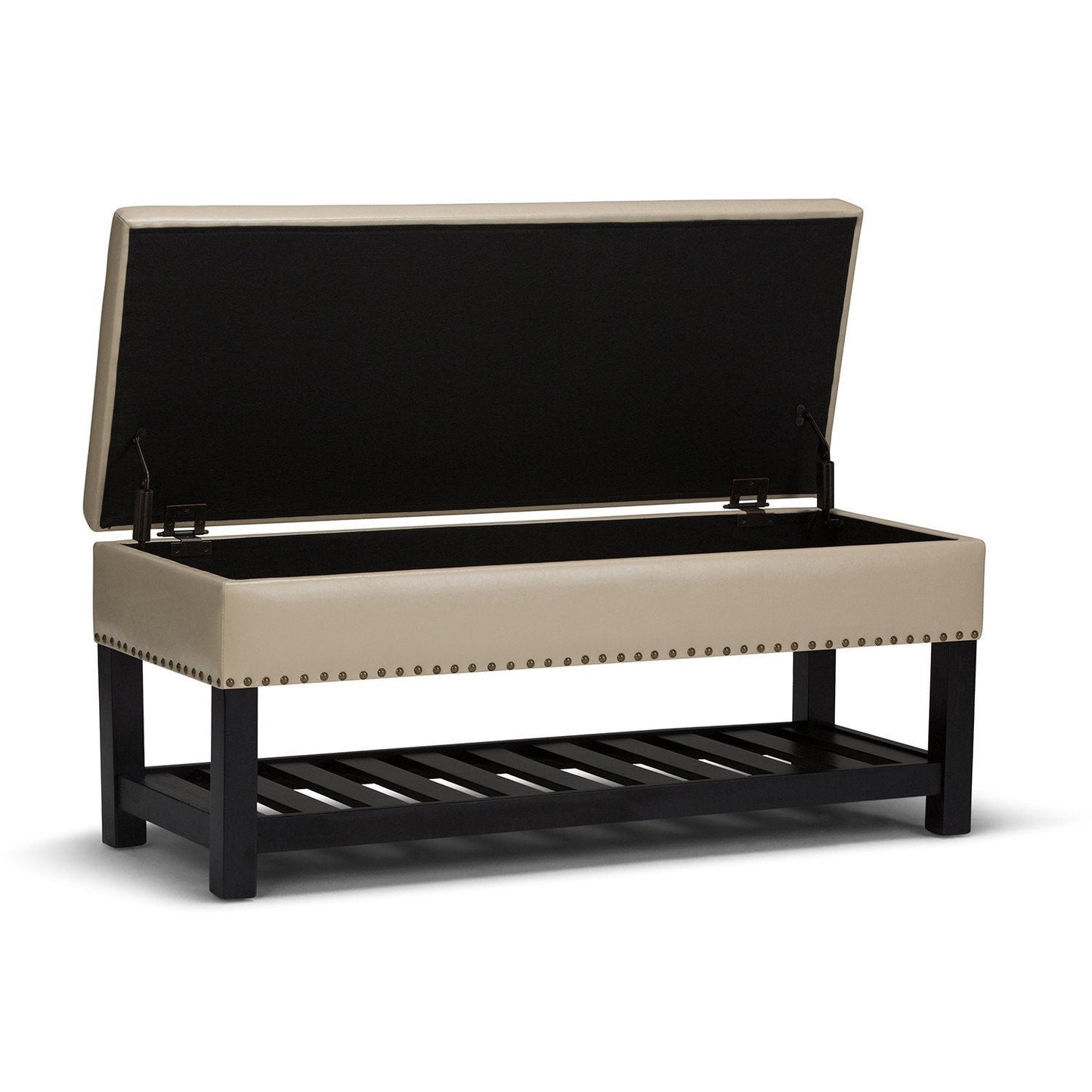 Satin Cream Vegan Leather | Lomond Storage Ottoman Bench