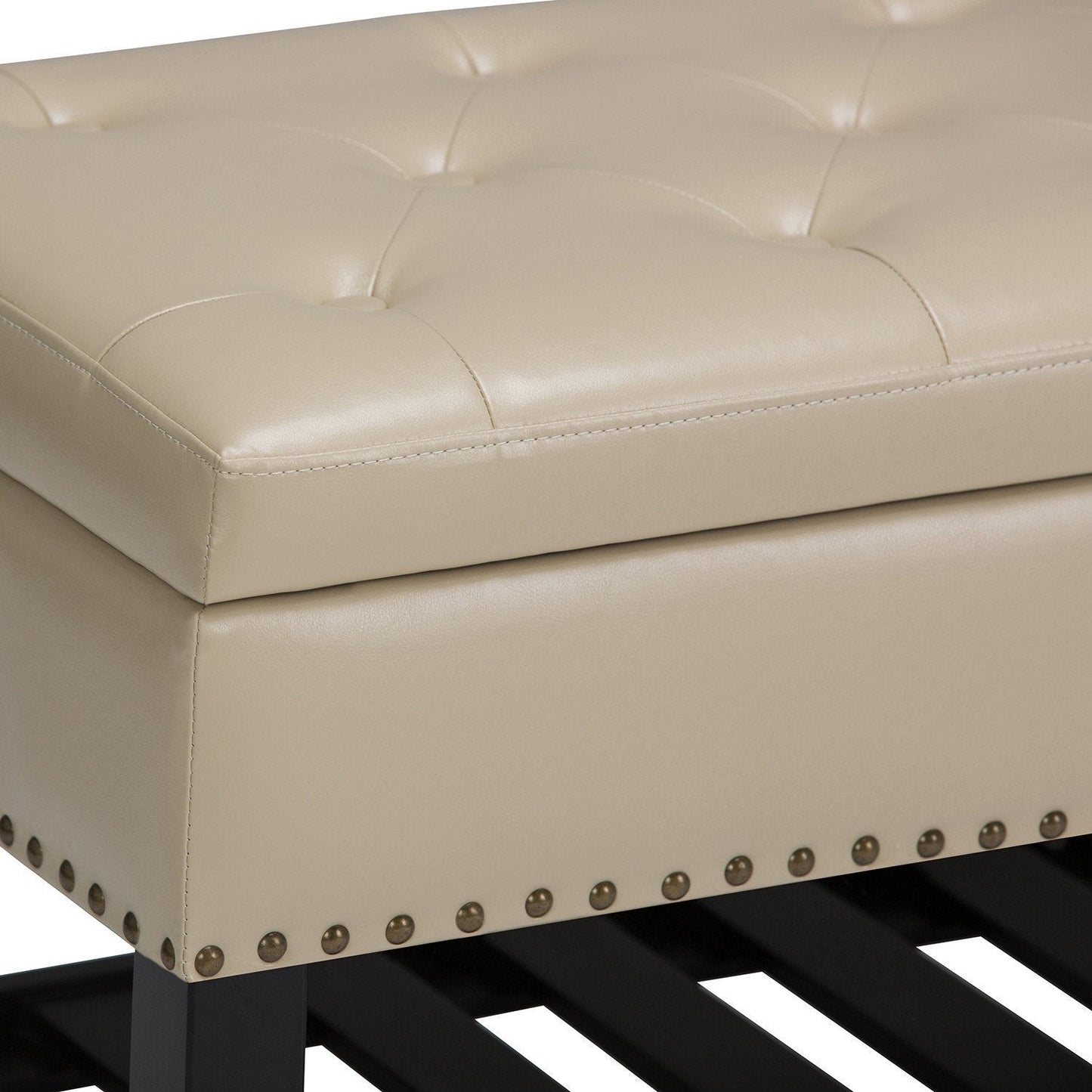 Satin Cream Vegan Leather | Lomond Storage Ottoman Bench