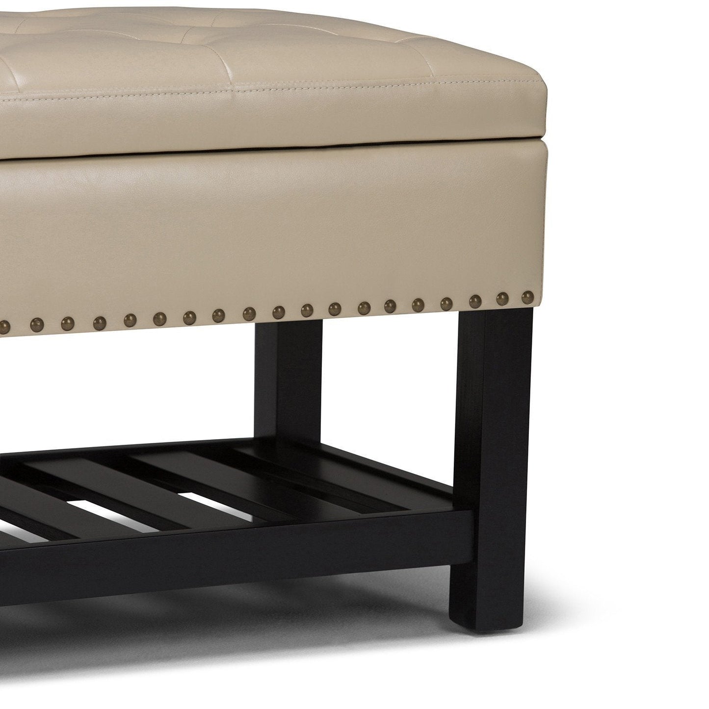Satin Cream Vegan Leather | Lomond Storage Ottoman Bench