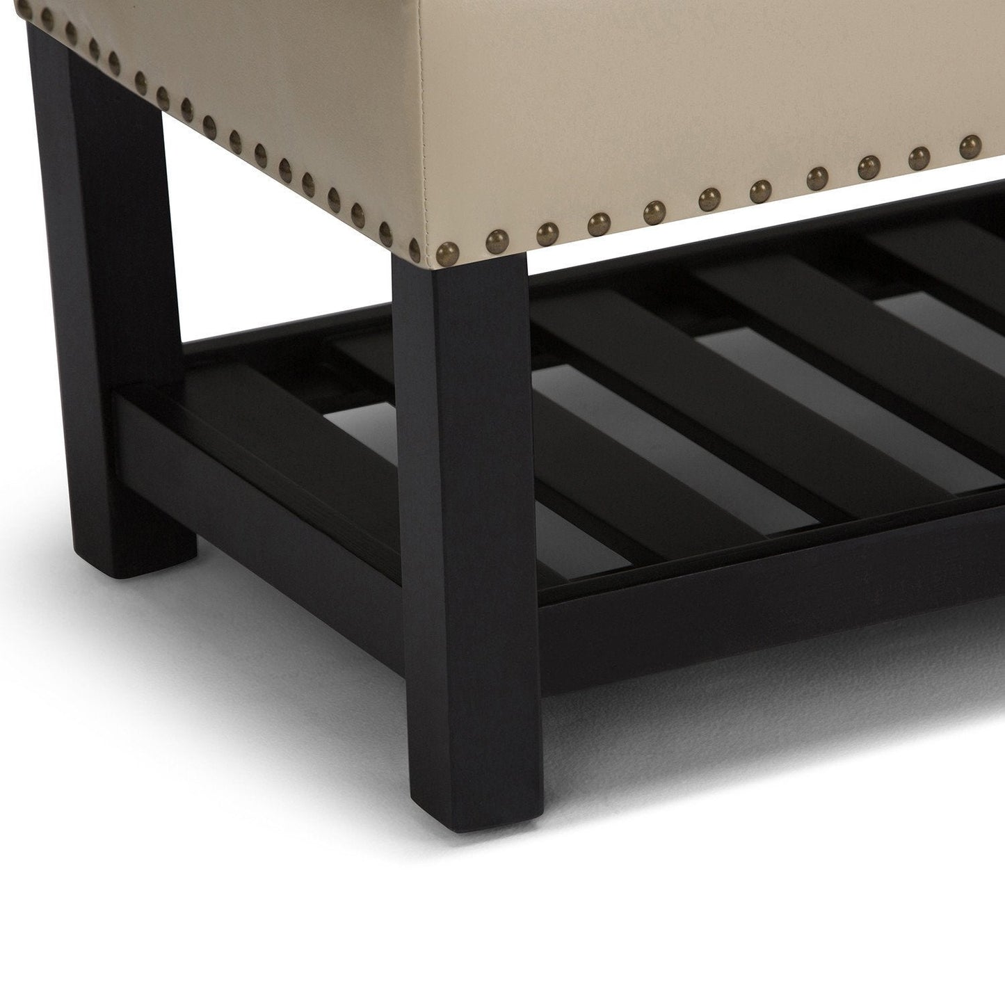Satin Cream Vegan Leather | Lomond Storage Ottoman Bench