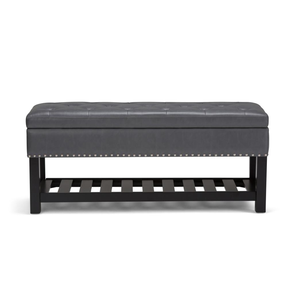 Stone Grey Vegan Leather | Lomond Storage Ottoman Bench