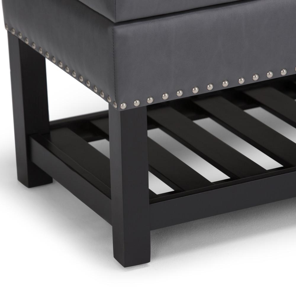 Stone Grey Vegan Leather | Lomond Storage Ottoman Bench