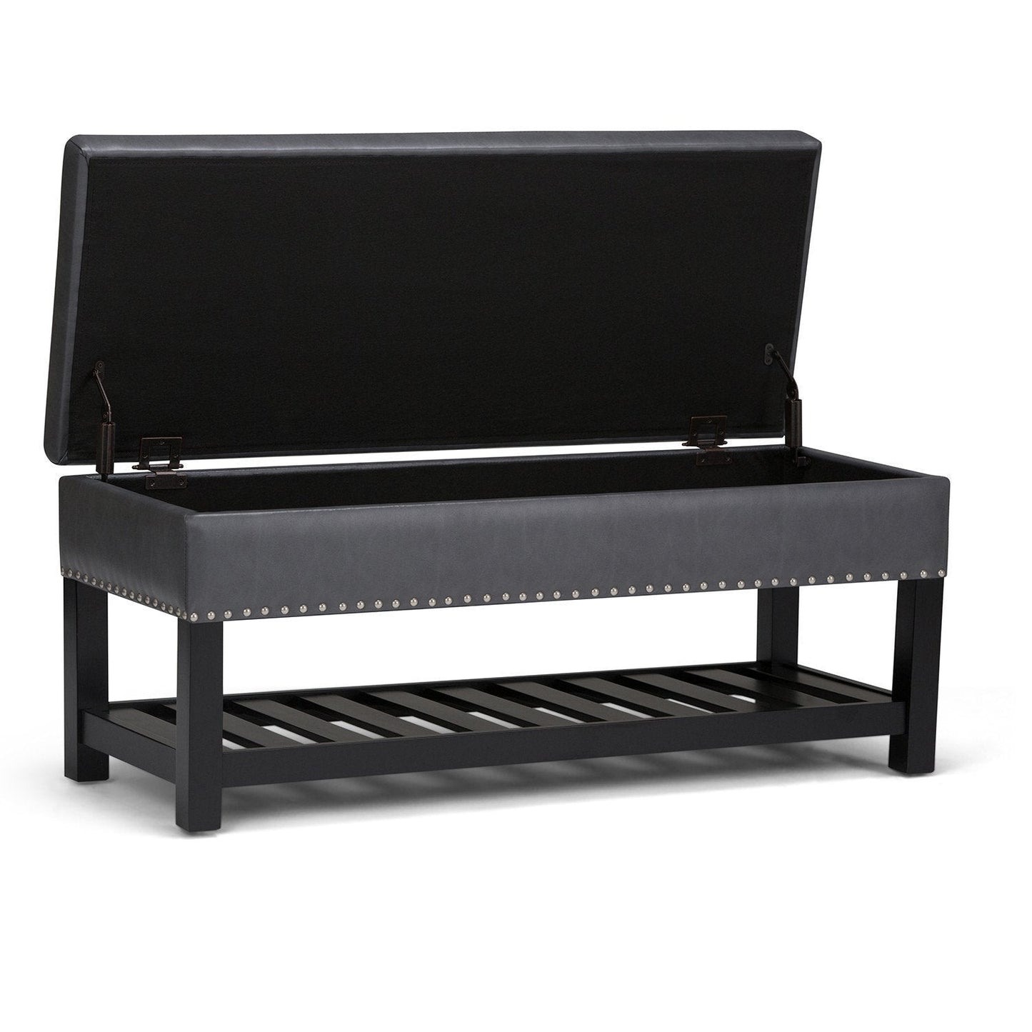 Stone Grey Vegan Leather | Lomond Storage Ottoman Bench