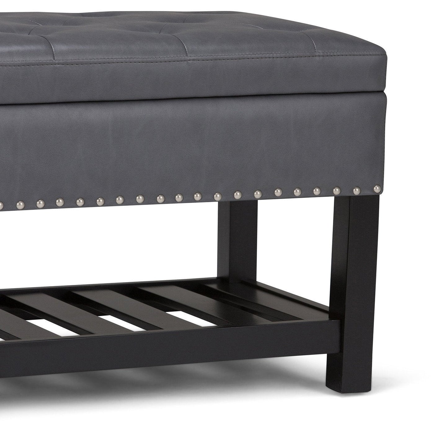 Stone Grey Vegan Leather | Lomond Storage Ottoman Bench