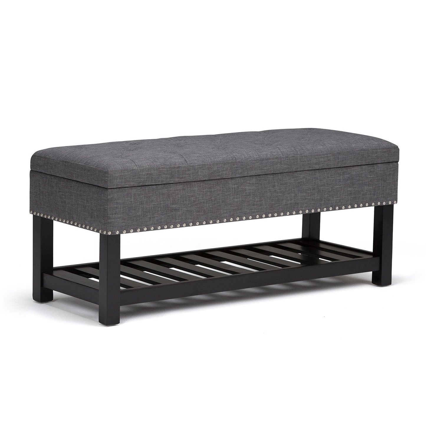 Slate Grey Linen Style Polyester | Lomond Storage Ottoman Bench