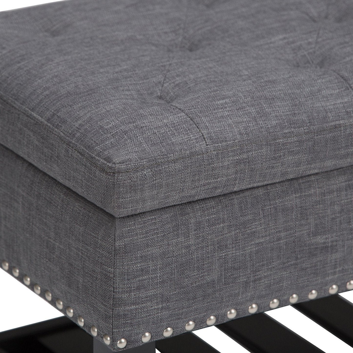 Slate Grey Linen Style Polyester | Lomond Storage Ottoman Bench