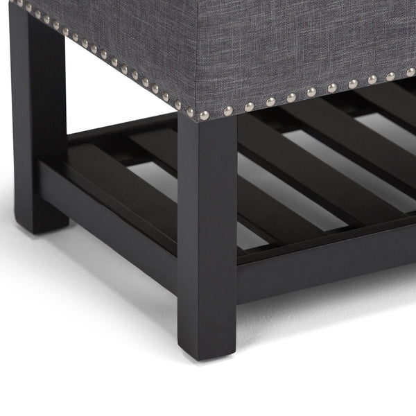 Slate Grey Linen Style Polyester | Lomond Storage Ottoman Bench