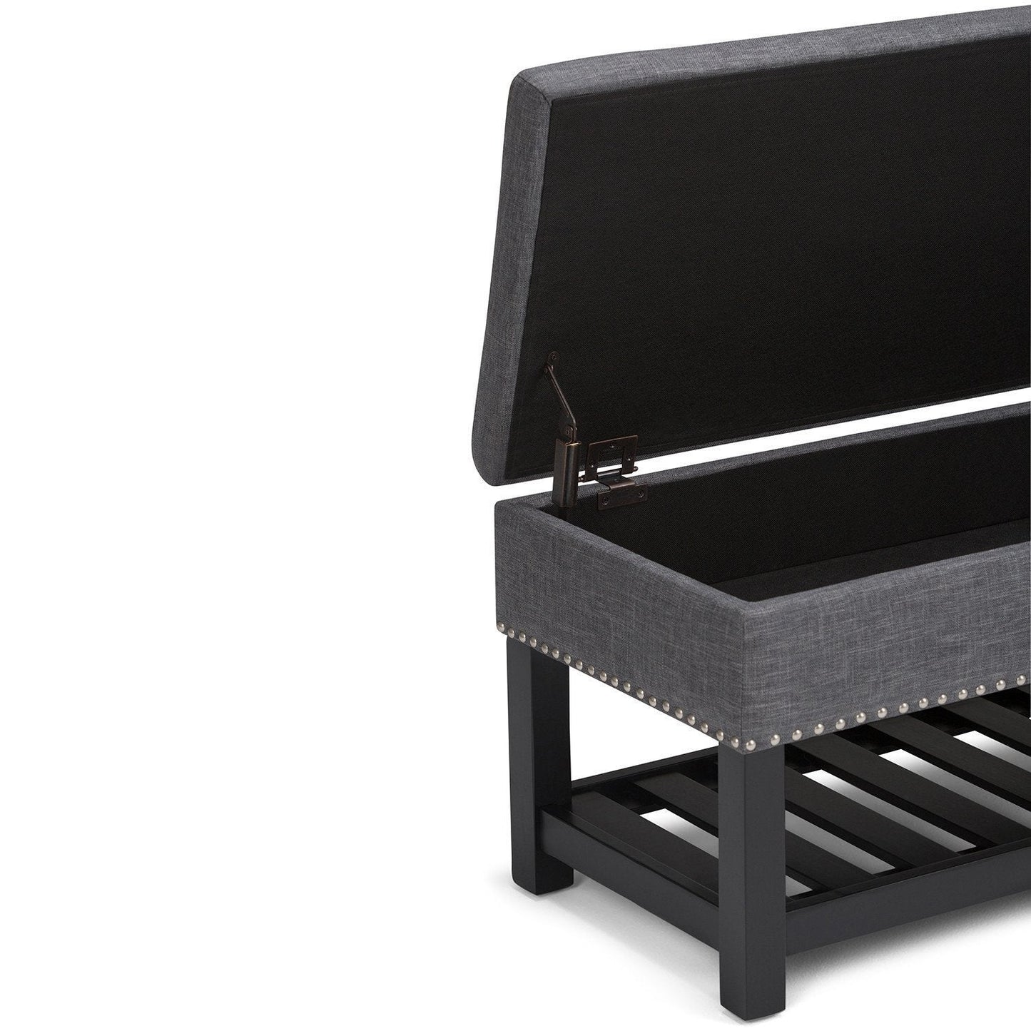 Slate Grey Linen Style Polyester | Lomond Storage Ottoman Bench