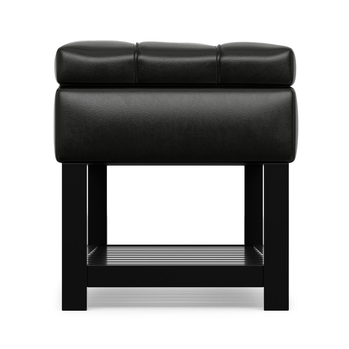 Midnight Black Vegan Leather | Saxon Storage Ottoman Bench