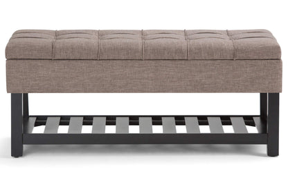 Fawn Brown Linen Style Fabric | Saxon Storage Ottoman Bench