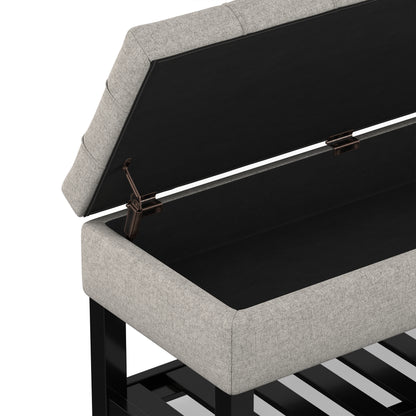 Cloud Grey Linen Style Fabric | Saxon Storage Ottoman Bench