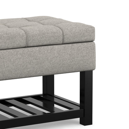 Cloud Grey Linen Style Fabric | Saxon Storage Ottoman Bench
