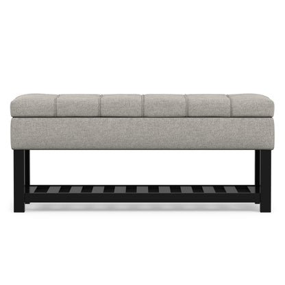 Cloud Grey Linen Style Fabric | Saxon Storage Ottoman Bench