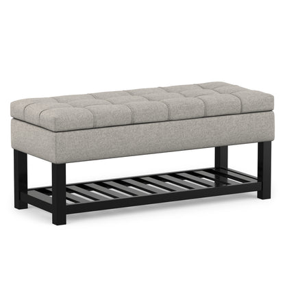 Cloud Grey Linen Style Fabric | Saxon Storage Ottoman Bench