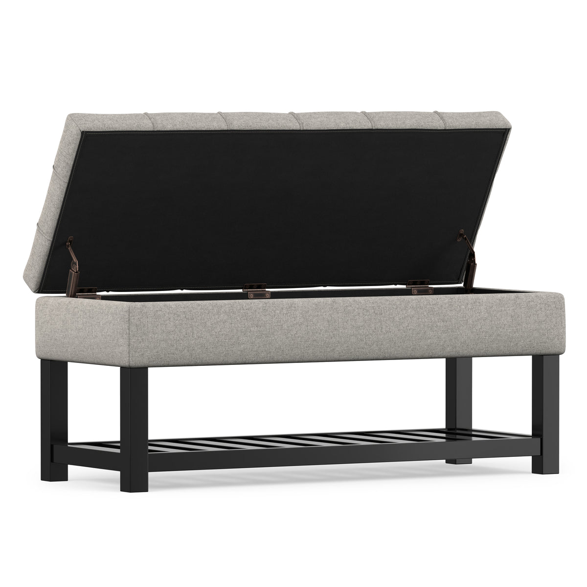 Cloud Grey Linen Style Fabric | Saxon Storage Ottoman Bench