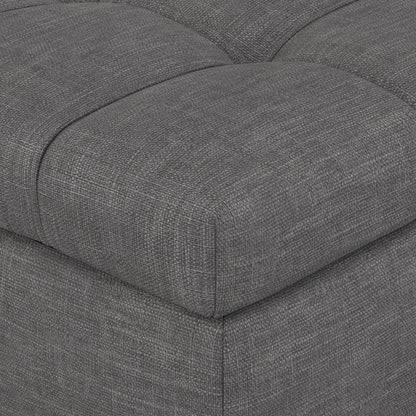 Slate Grey Linen Style Fabric | Saxon Storage Ottoman Bench