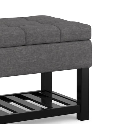 Slate Grey Linen Style Fabric | Saxon Storage Ottoman Bench