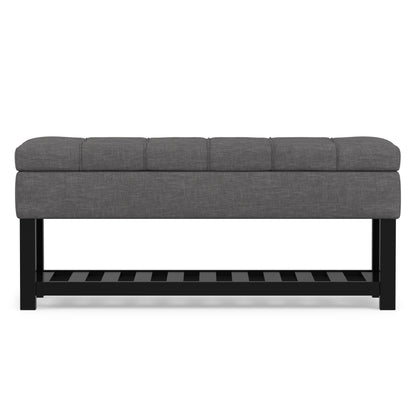 Slate Grey Linen Style Fabric | Saxon Storage Ottoman Bench