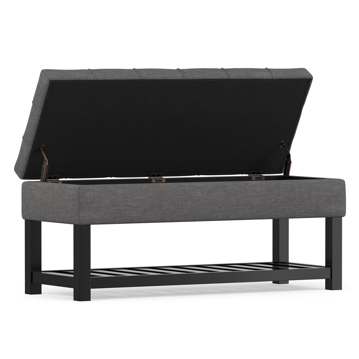 Slate Grey Linen Style Fabric | Saxon Storage Ottoman Bench