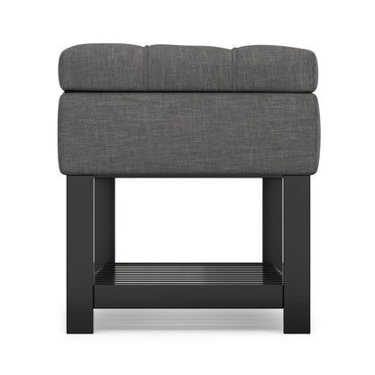 Slate Grey Linen Style Fabric | Saxon Storage Ottoman Bench