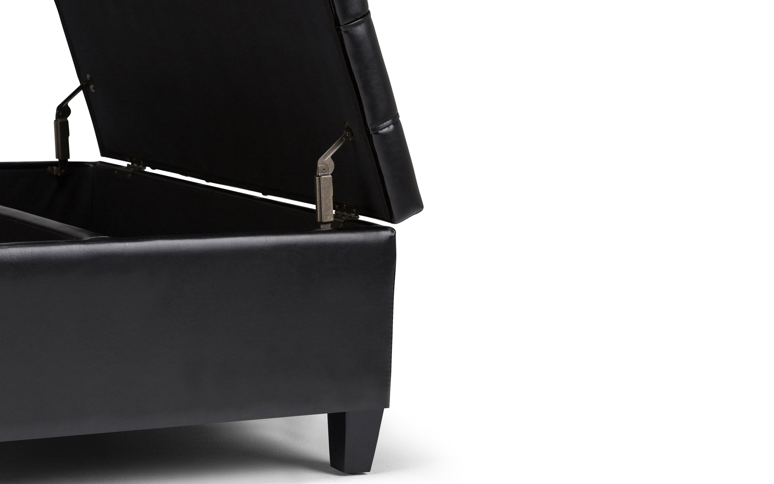 Midnight Black Vegan Leather | Harrison Coffee Table Storage Ottoman