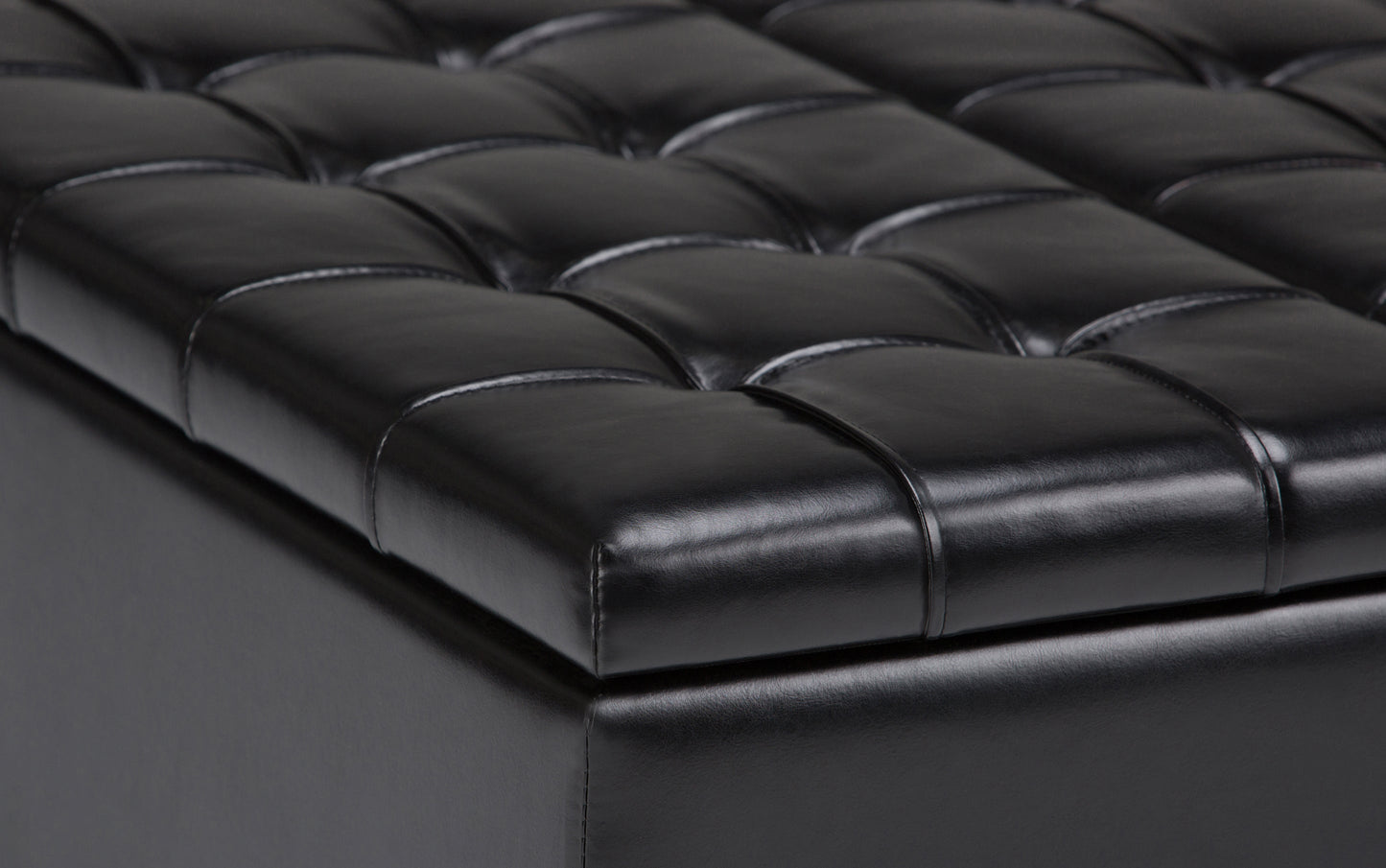 Midnight Black Vegan Leather | Harrison Coffee Table Storage Ottoman