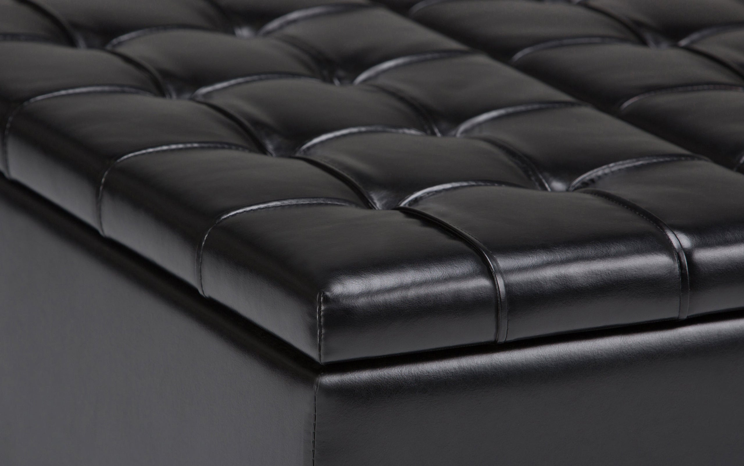 Midnight Black Vegan Leather | Harrison Coffee Table Storage Ottoman