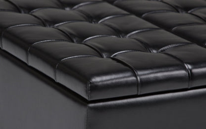 Midnight Black Vegan Leather | Harrison Coffee Table Storage Ottoman