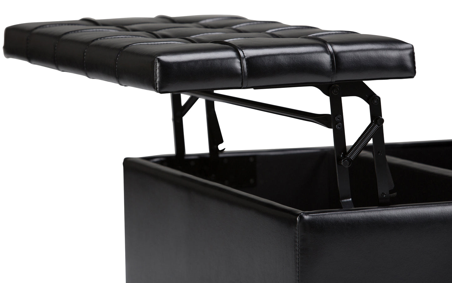 Midnight Black Vegan Leather | Harrison Coffee Table Storage Ottoman