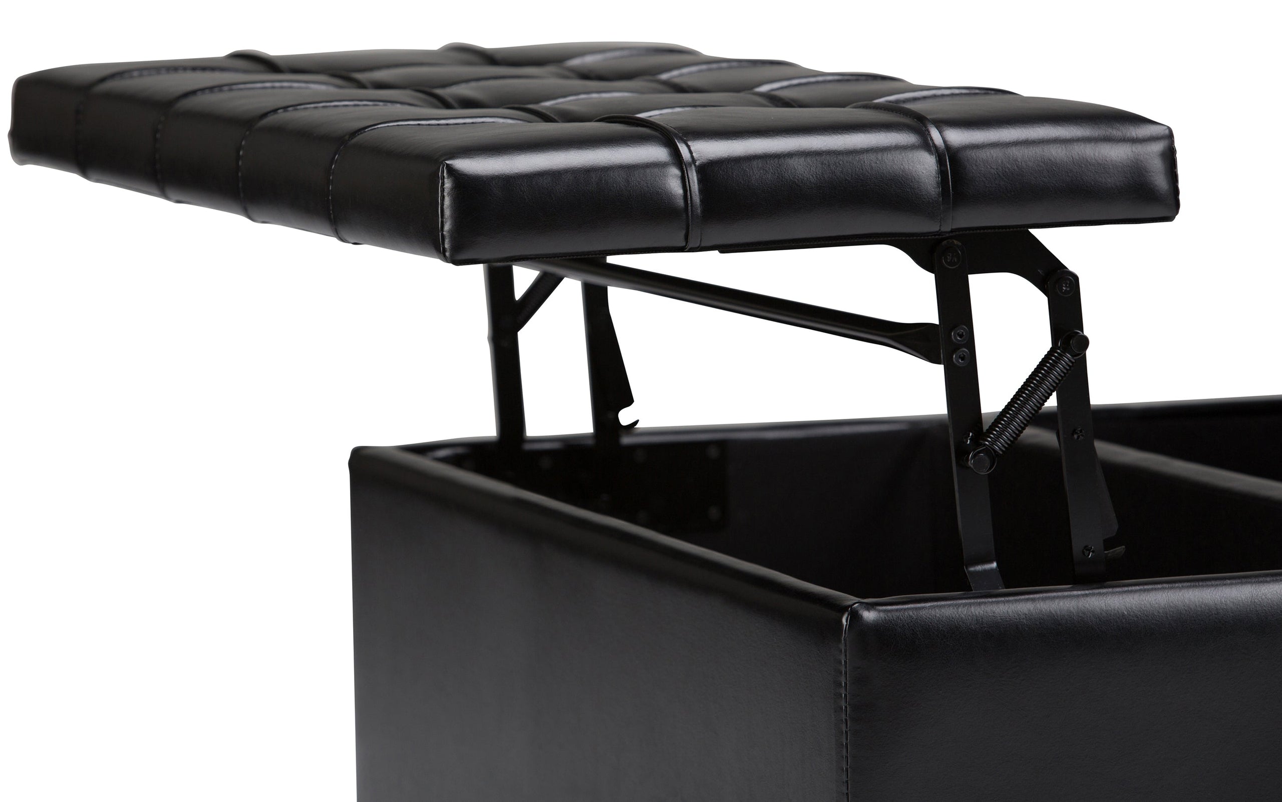 Midnight Black Vegan Leather | Harrison Coffee Table Storage Ottoman