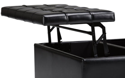 Midnight Black Vegan Leather | Harrison Coffee Table Storage Ottoman