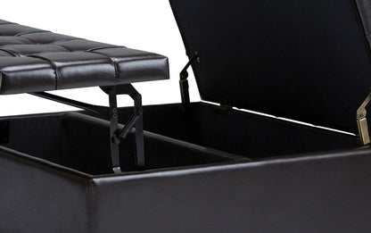 Tanners Brown Vegan Leather | Harrison Coffee Table Storage Ottoman
