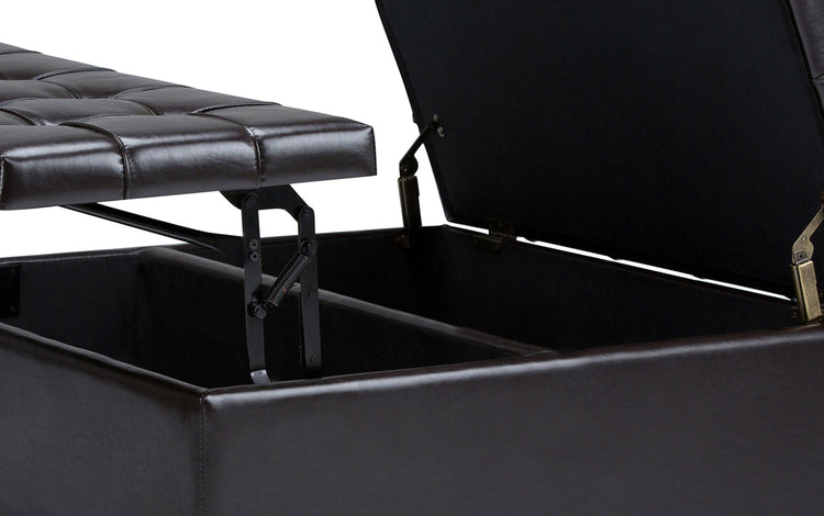 Tanners Brown Vegan Leather | Harrison Coffee Table Storage Ottoman