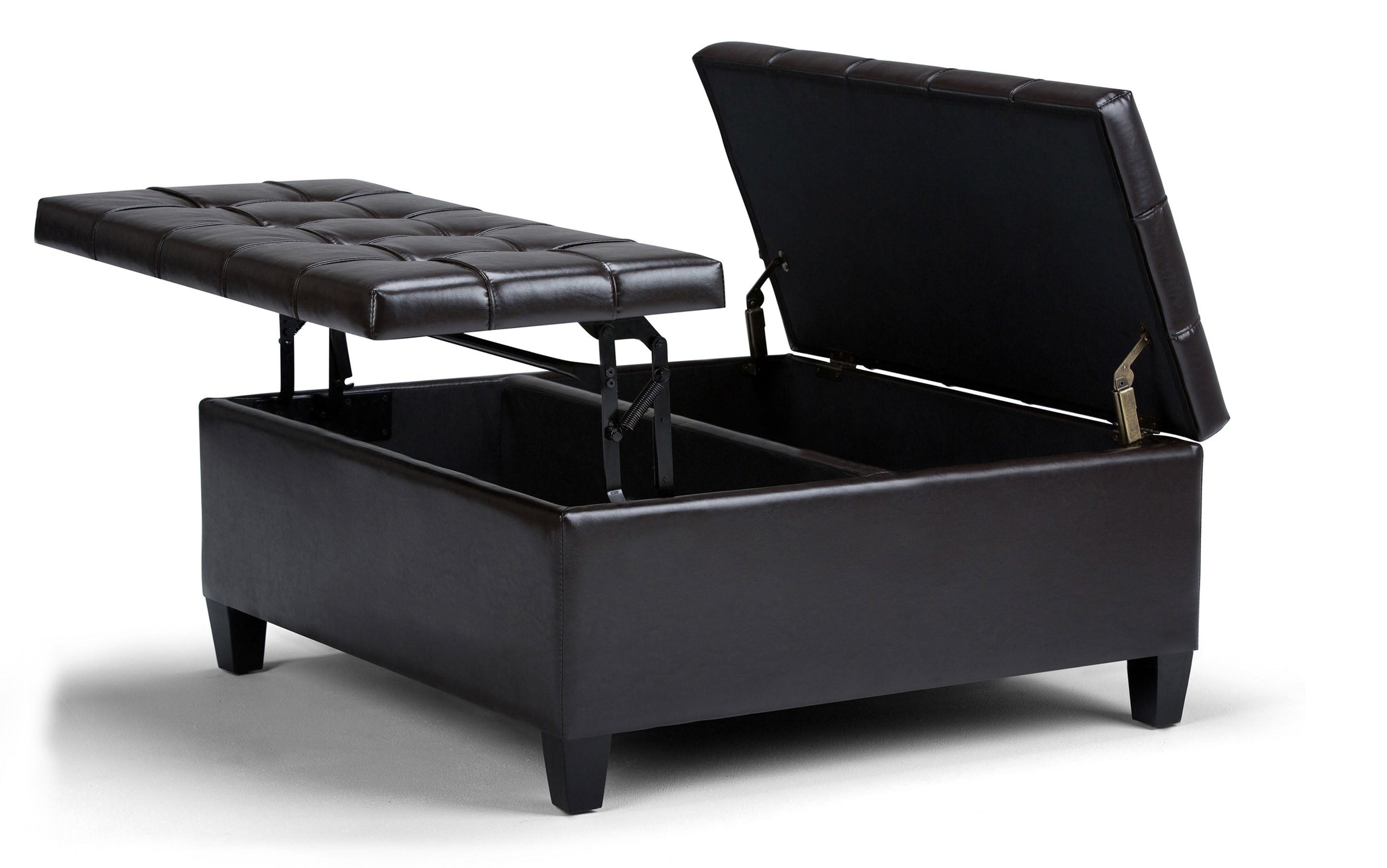 Tanners Brown Vegan Leather | Harrison Coffee Table Storage Ottoman