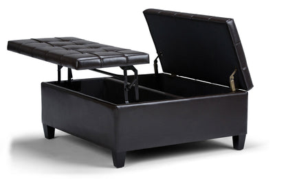 Tanners Brown Vegan Leather | Harrison Coffee Table Storage Ottoman