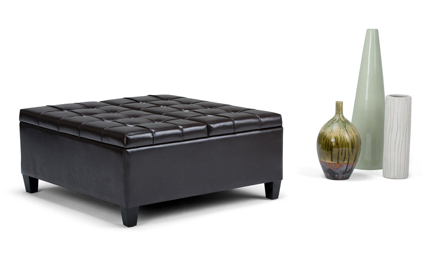Tanners Brown Vegan Leather | Harrison Coffee Table Storage Ottoman