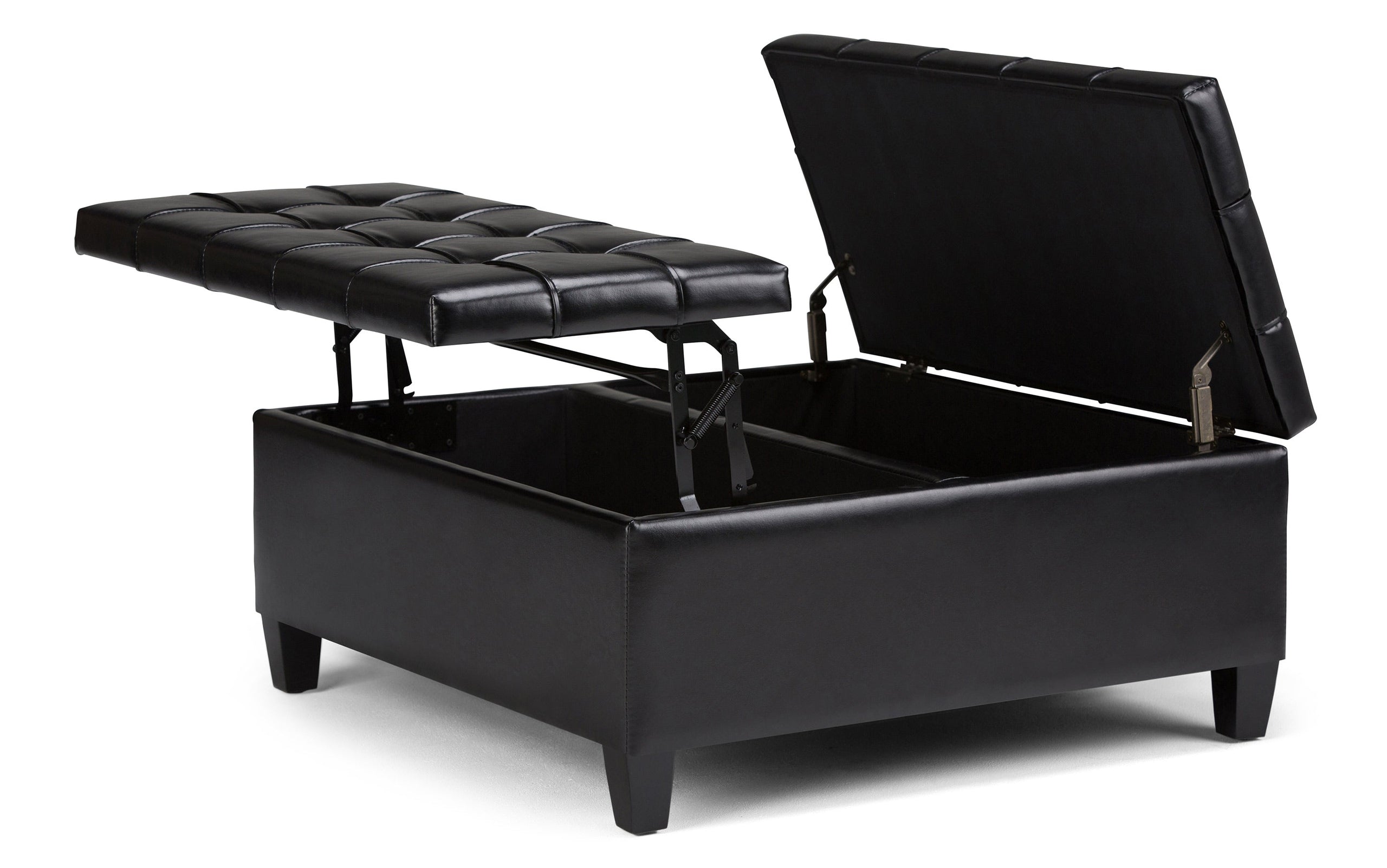 Midnight Black Vegan Leather | Harrison Coffee Table Storage Ottoman