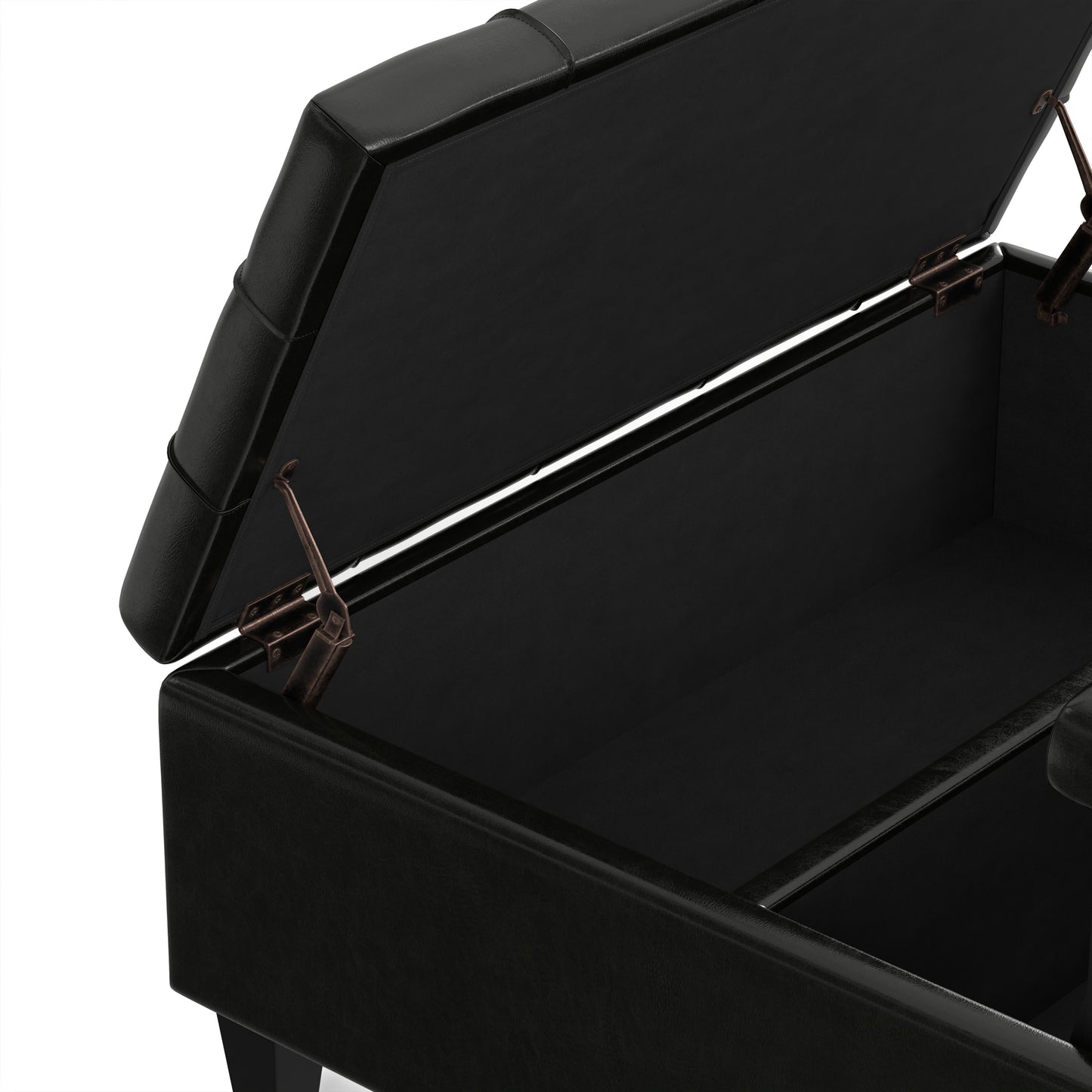 Midnight Black Vegan Leather | Harrison Coffee Table Storage Ottoman