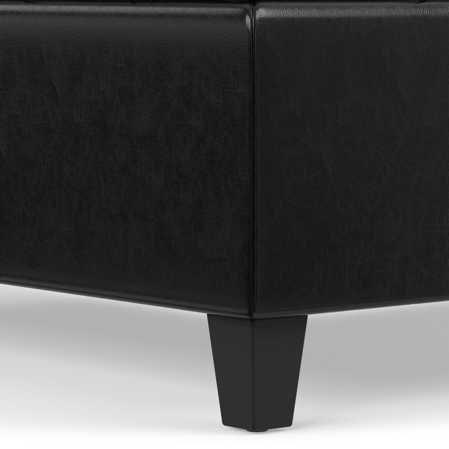Midnight Black Vegan Leather | Harrison Coffee Table Storage Ottoman