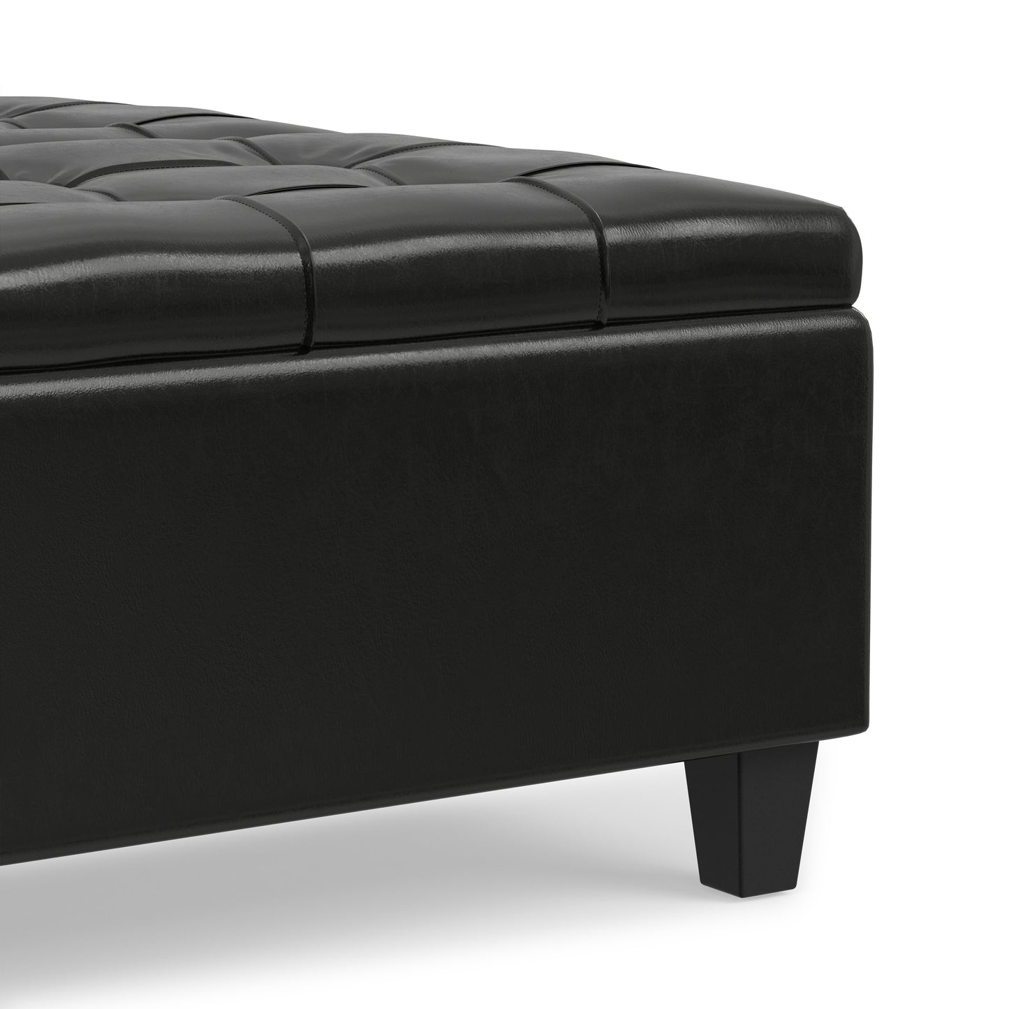 Midnight Black Vegan Leather | Harrison Coffee Table Storage Ottoman