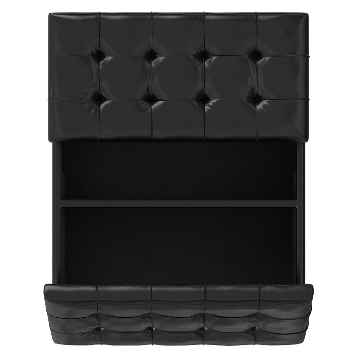 Midnight Black Vegan Leather | Harrison Coffee Table Storage Ottoman