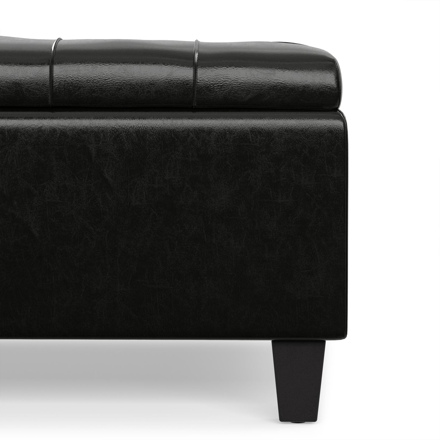 Midnight Black Vegan Leather | Harrison Coffee Table Storage Ottoman