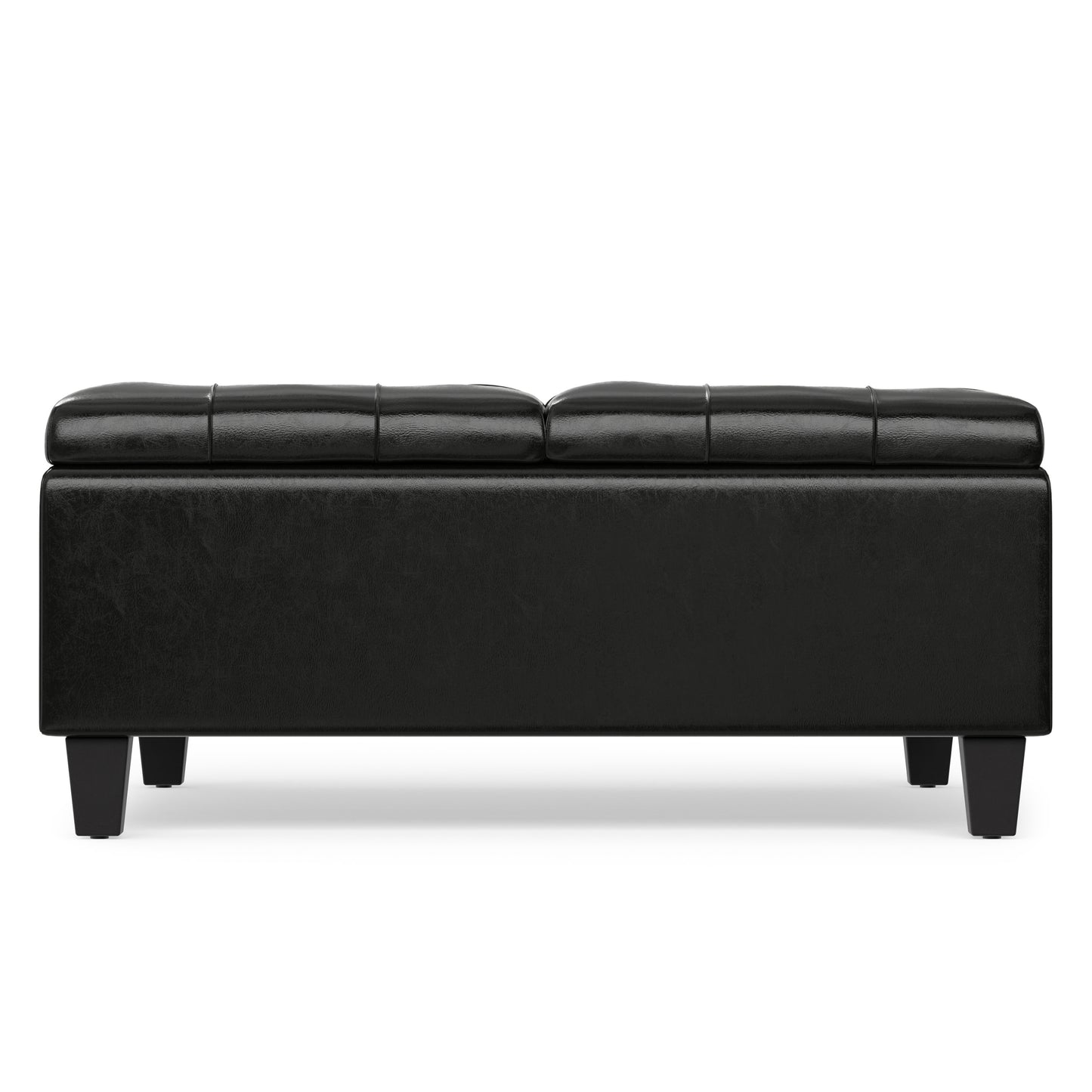 Midnight Black Vegan Leather | Harrison Coffee Table Storage Ottoman