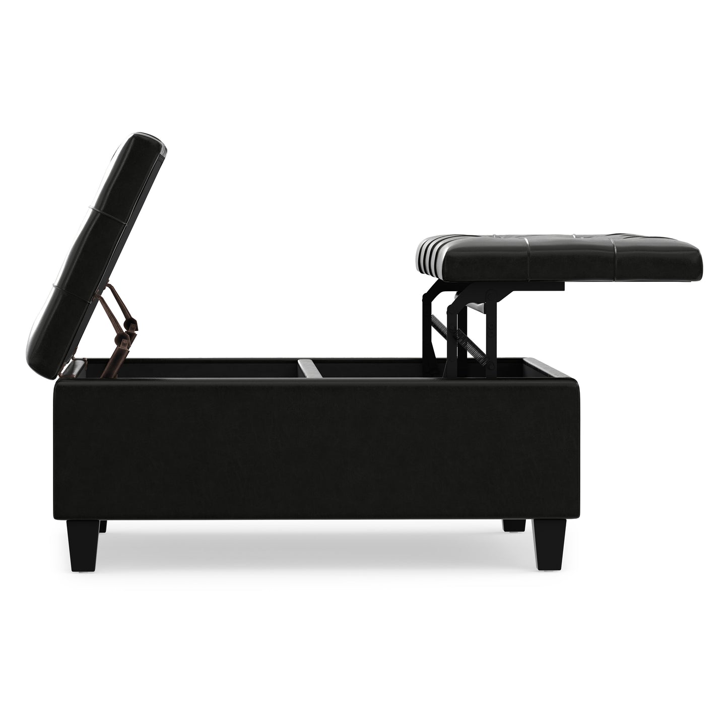 Midnight Black Vegan Leather | Harrison Coffee Table Storage Ottoman
