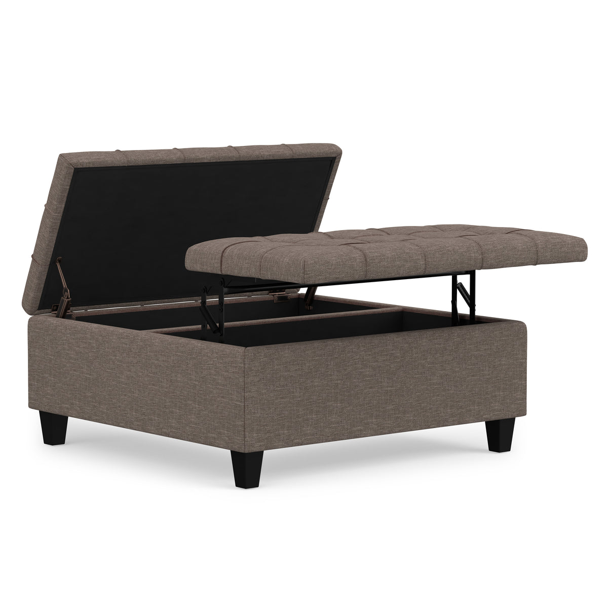 Fawn Brown Linen Style Fabric | Harrison Coffee Table Storage Ottoman