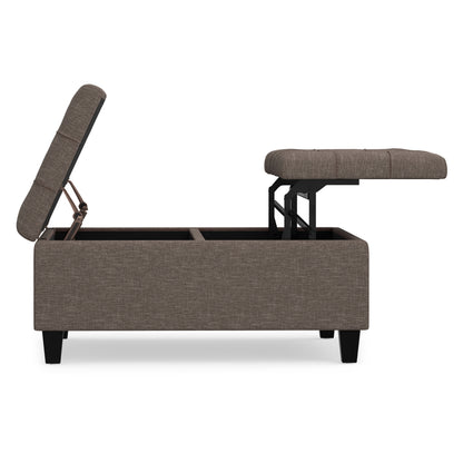 Fawn Brown Linen Style Fabric | Harrison Coffee Table Storage Ottoman