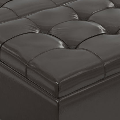Tanners Brown Vegan Leather | Harrison Coffee Table Storage Ottoman